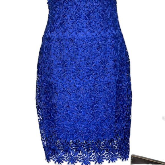 RUBBER DUCKY LULU'S SEXY "SUITE LIFE" ROYAL BLUE LACE BACKLESS DRESS SIZE MEDIUM - Picture 6 of 14